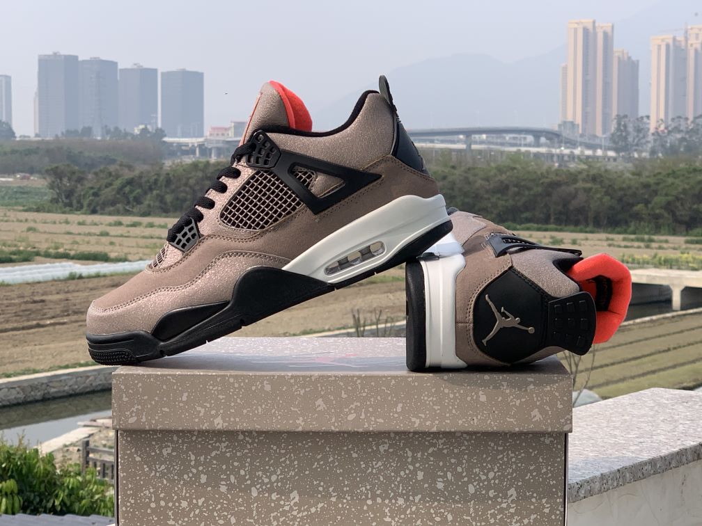 Air Jordan 4 Taupe Haze Brown Black Orange Shoes - Click Image to Close